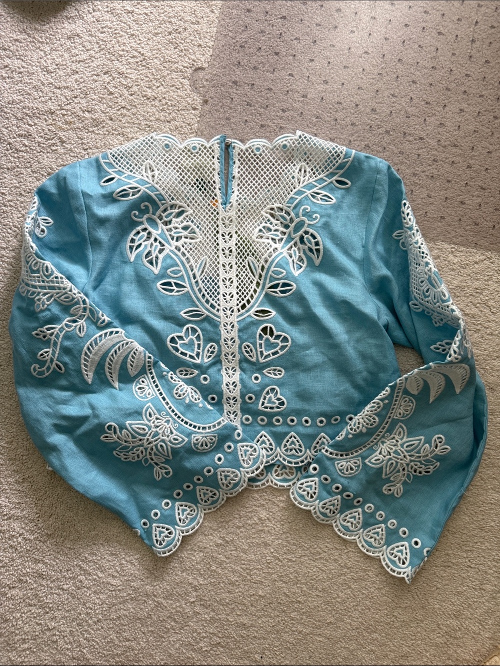 Farm Rio Light Blue Romantic Richelieu Blouse - Picture 5 of 12